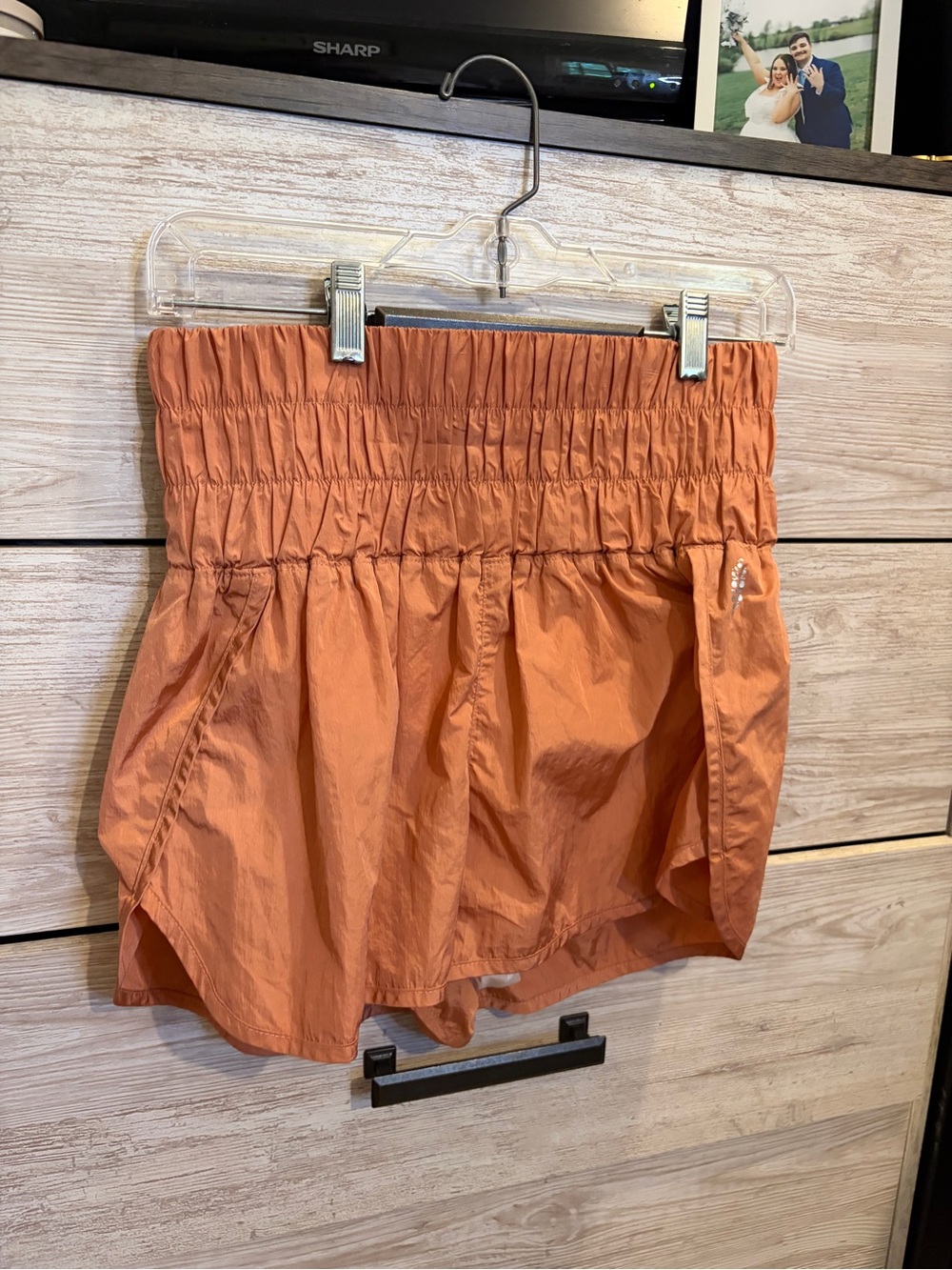Free People Movement Y2K Athletic Track Shorts Rust Copper